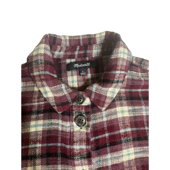 Madewell Flannel in Mahaska Burgundy Plaid Womens Button Up Shirt Pockets Small - Picture 9 of 16